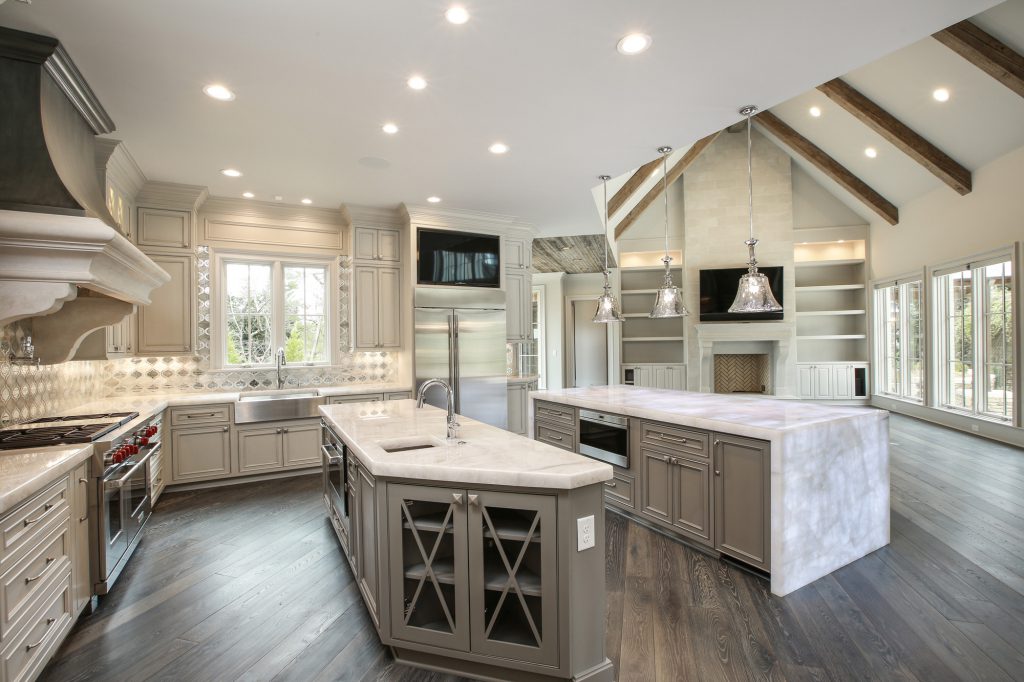 Double islands, in a custom kitchen remodel