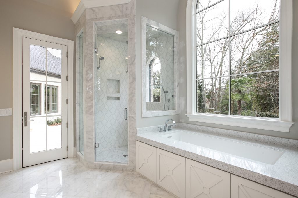 A Steam shower in a georgia alpharetta spa bathroom remodel